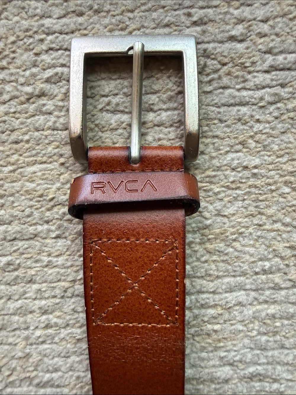 RVCA Tan Brown Leather Belt with Silver Buckle